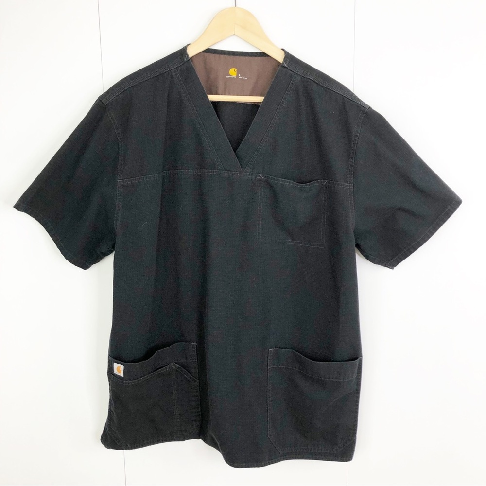 Carhartt Black Scrub Top V Neck Short Sleeves L